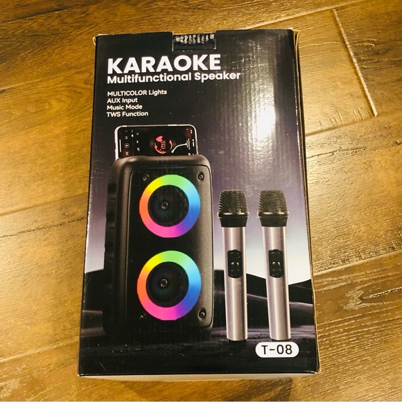 Black Multifunctional Karaoke Speaker with LED Lights